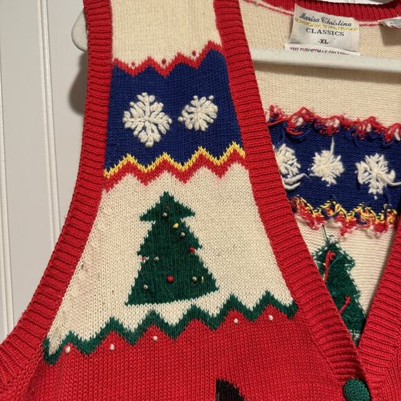 Vintage 90s Marisa Christina Christmas Scottie Dog Sweater Vest Size XL - Picture 4 of 7